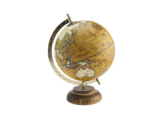 4" DECORATIVE BROWN GLOBE WITH STAND (SMALL)